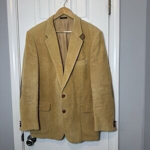 Sergio Valente Men's Vintage Beige Corduroy blazer jacket, Made In Poland 44R